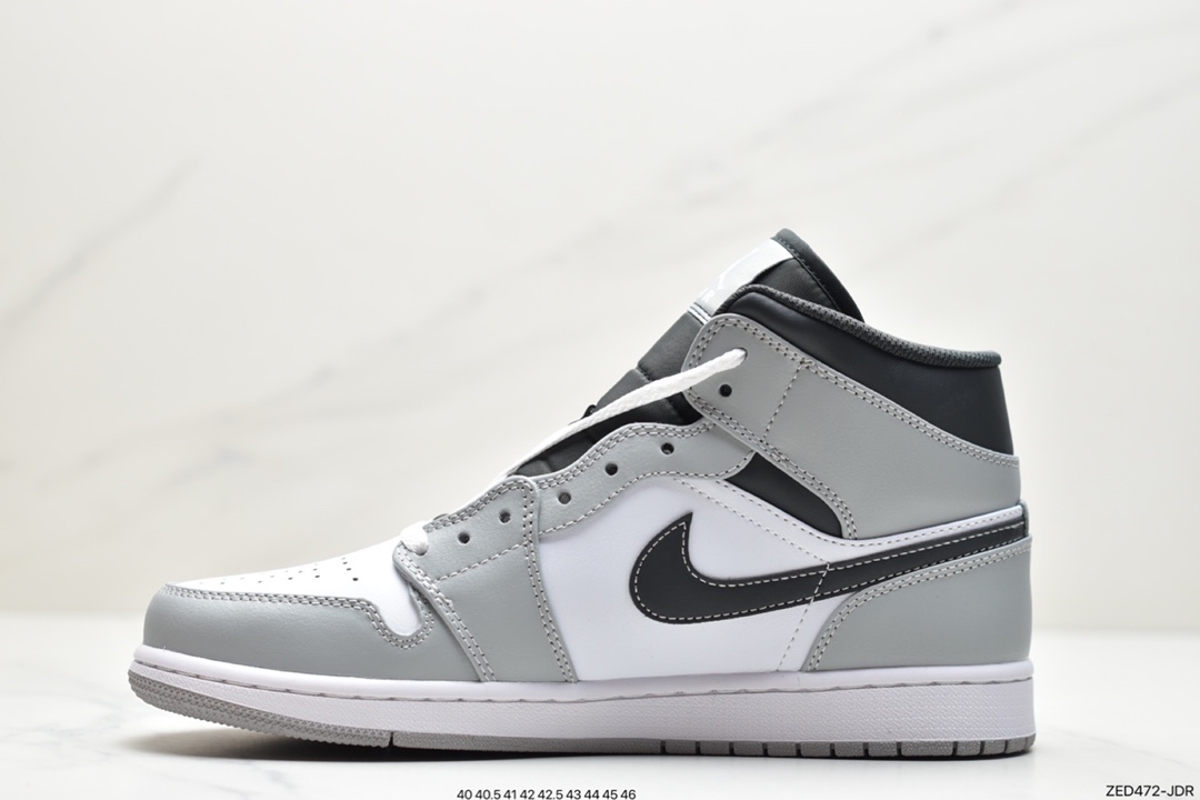 260 Air Jordan 1 Mid ”Light Smoke Grey” 中帮 灰白黑 AJ1 554724-078