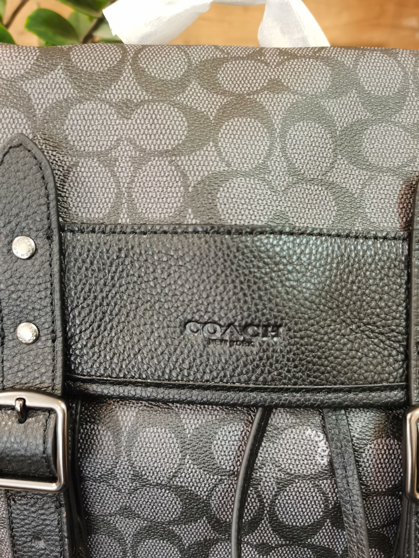 Coach 新款c7673马车图案印花HITCH 翻盖抽绳男士双肩背包 印花涂层帆布和柔软抛光平纹纹头层牛皮