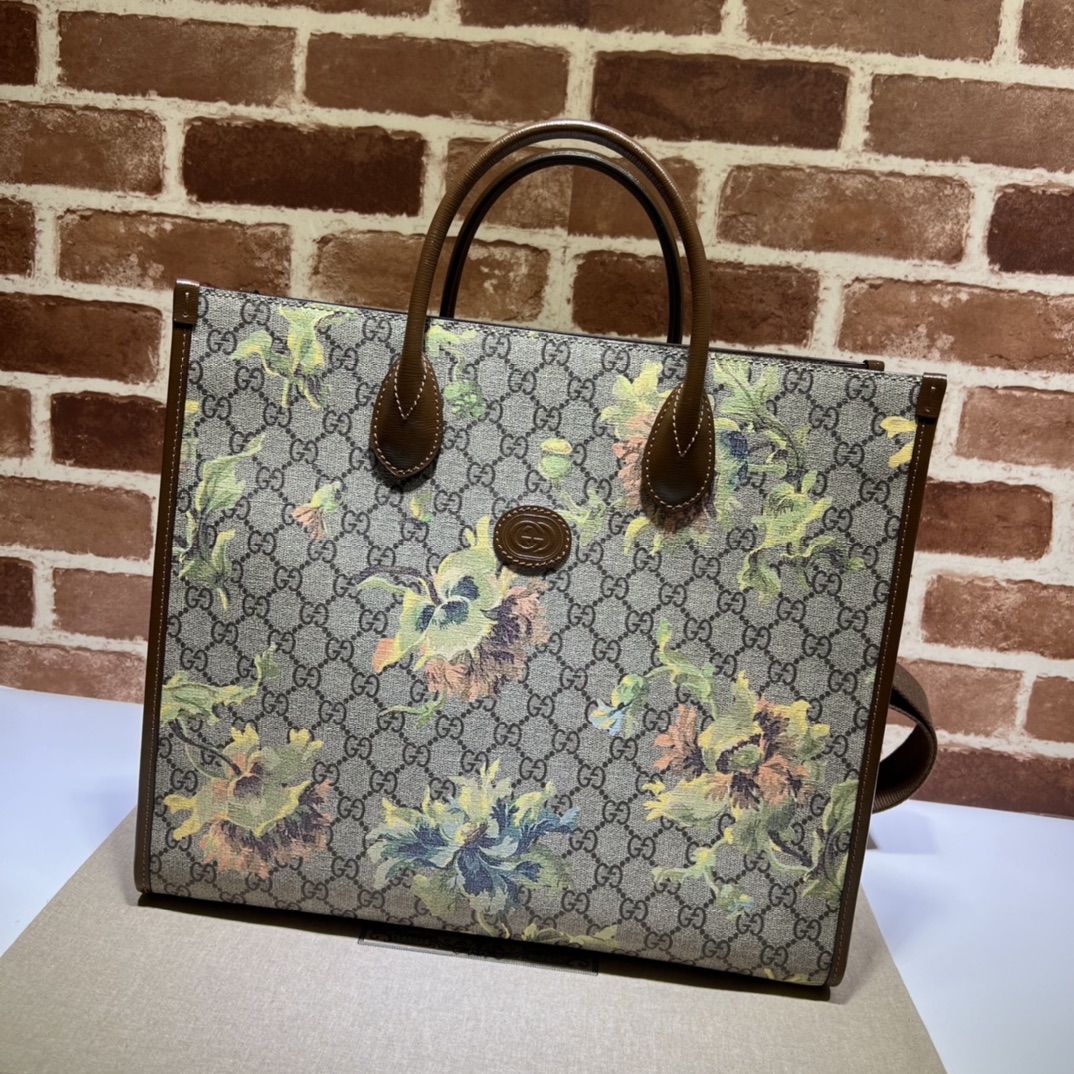 GUCCI古驰互扣式双G中号托特包674148