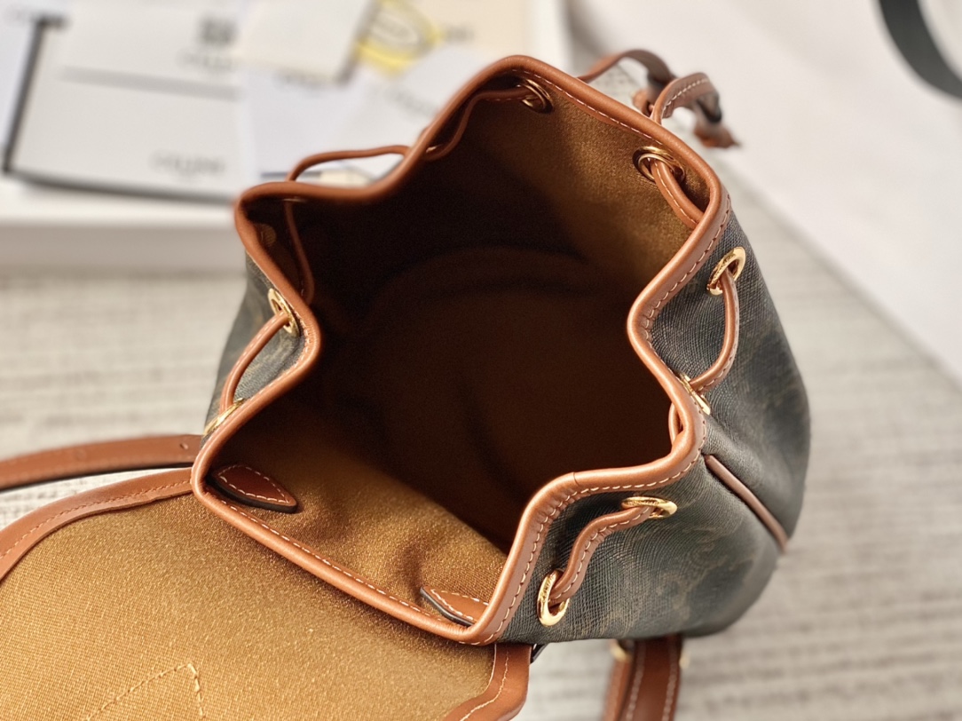 CELINE 22早春款凯旋门帆布印花双肩包 197662