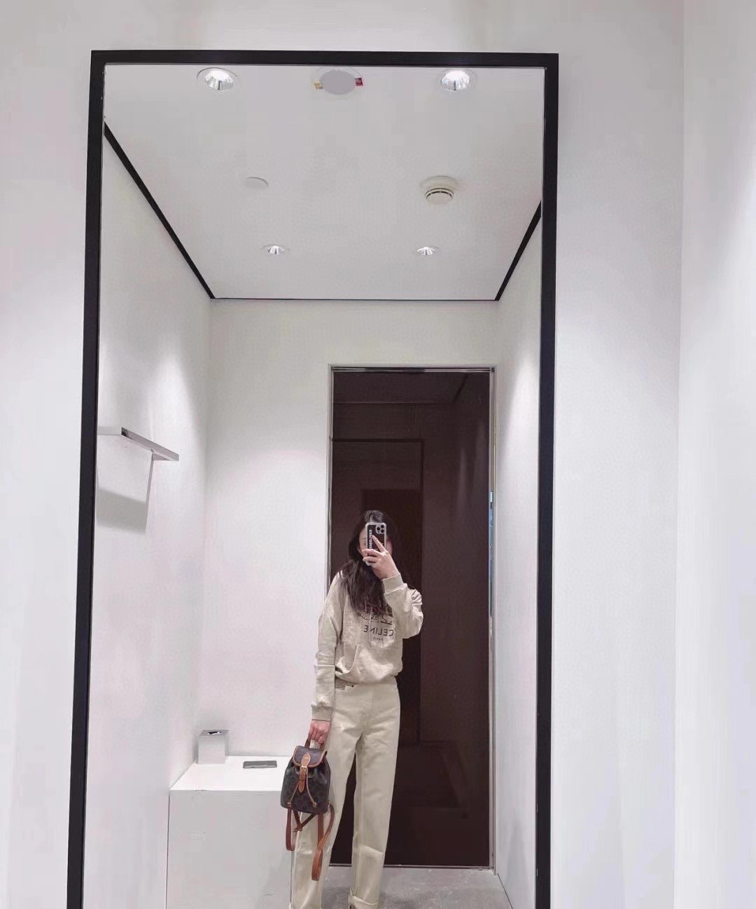 CELINE 22早春款凯旋门帆布印花双肩包 197662