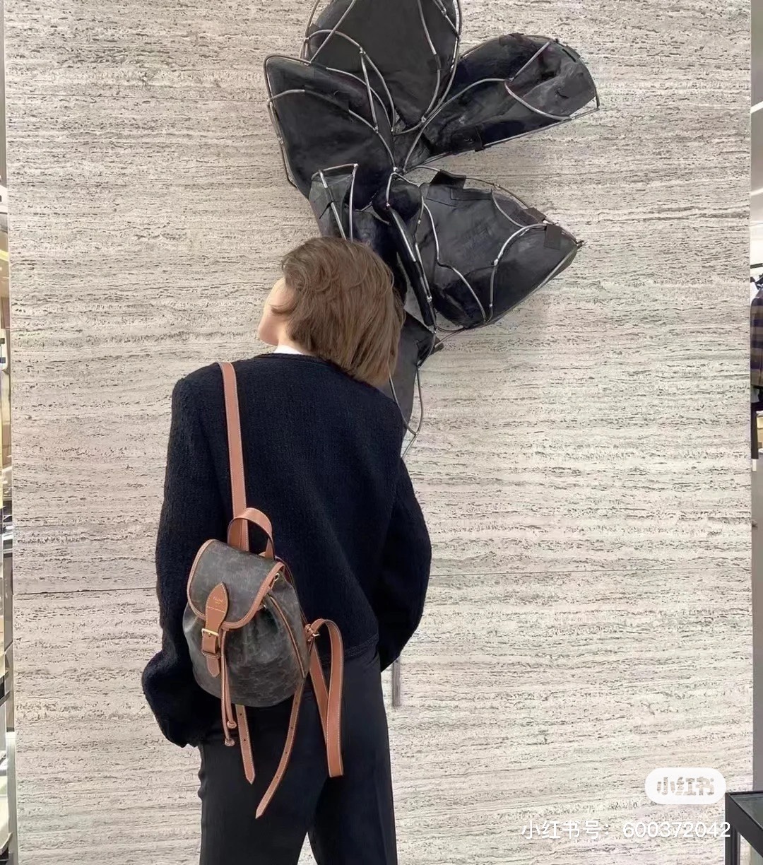 CELINE 22早春款凯旋门帆布印花双肩包 197662