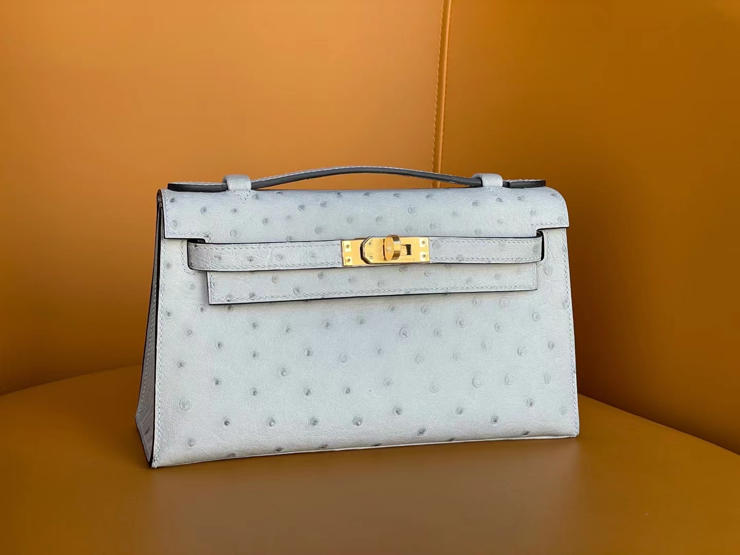 Hermes Kelly Handbags Crossbody & Shoulder Bags Grey Ostrich Leather Mini