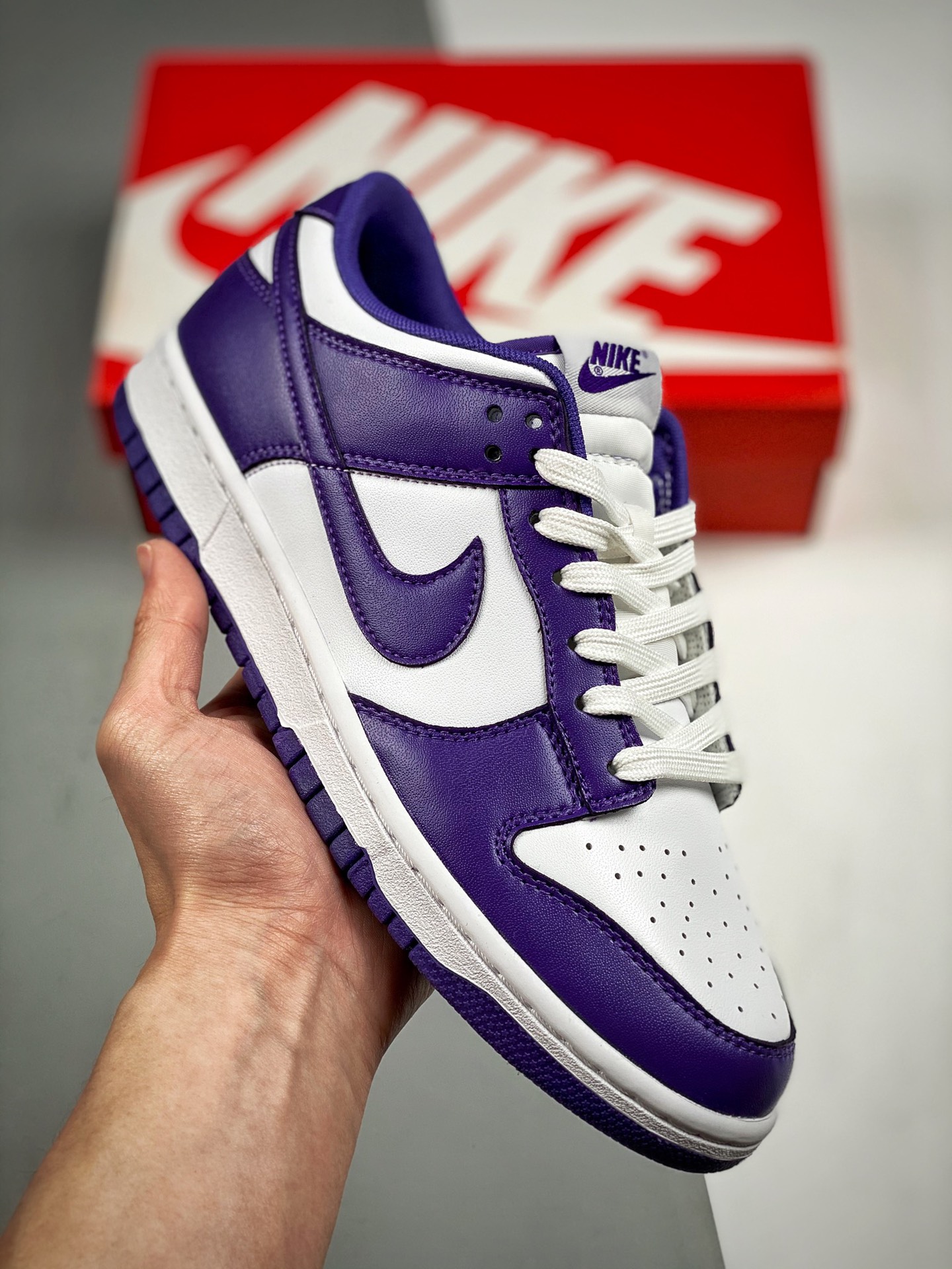 Nk Dunk SB Low "Court Purple" blanco y morado, producción original de fábrica grande, fotos reales de estreno, material…