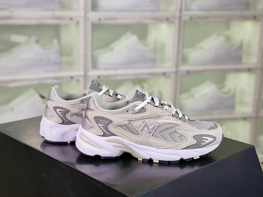 G5 男女鞋真标半码制原楦原数据开发纸版采用优质纤维革+透气网眼布材质材质中底嵌入ABZORB缓震材质致敬传奇鞋型,设计感十足NB新百伦New Balance ML725系列复古老爹风跑步休闲运动慢跑鞋“元祖灰”ML725R