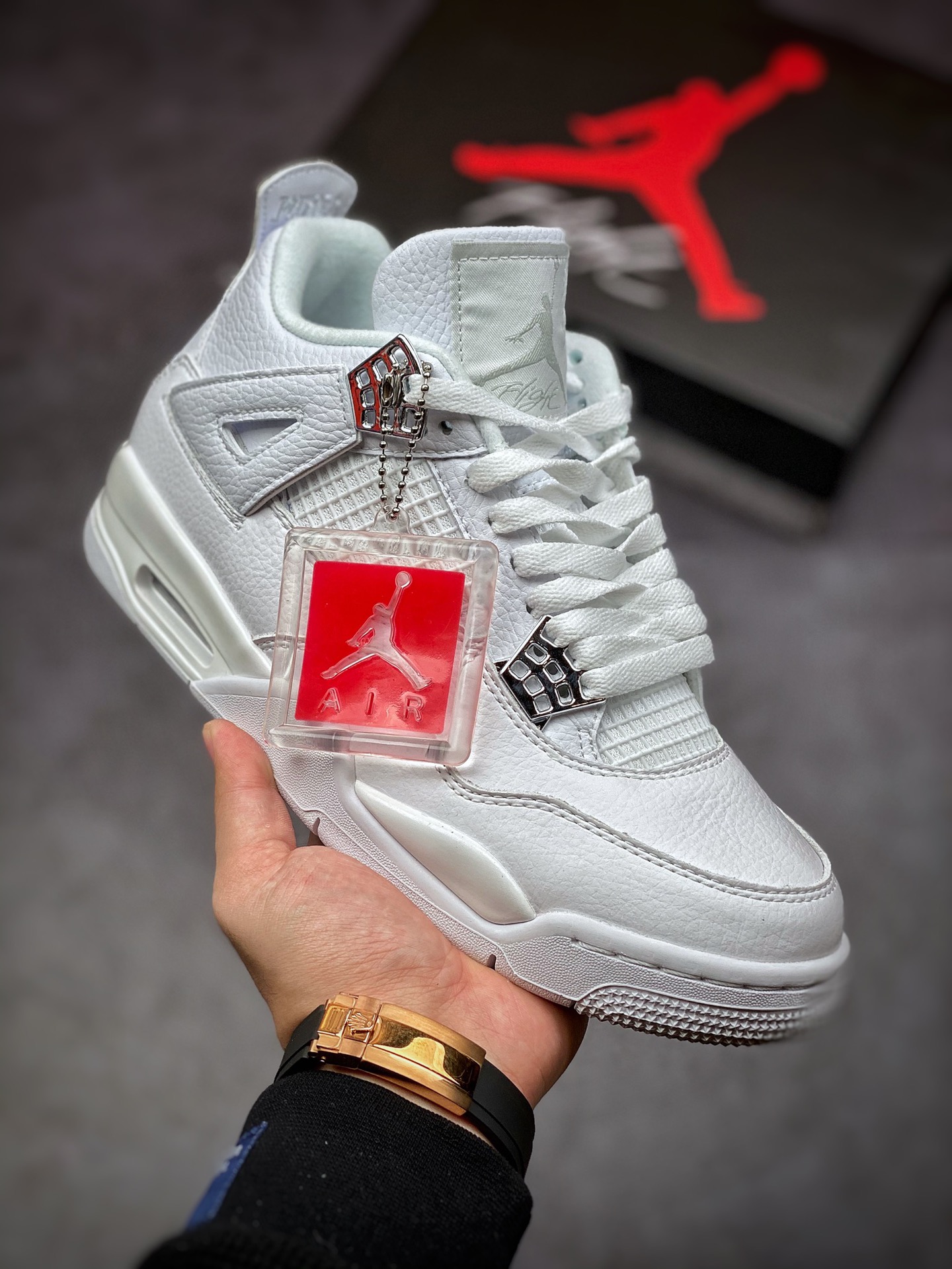300 Air Jordan 4 Pure Money 银扣全白 原纸板开发 308497-100