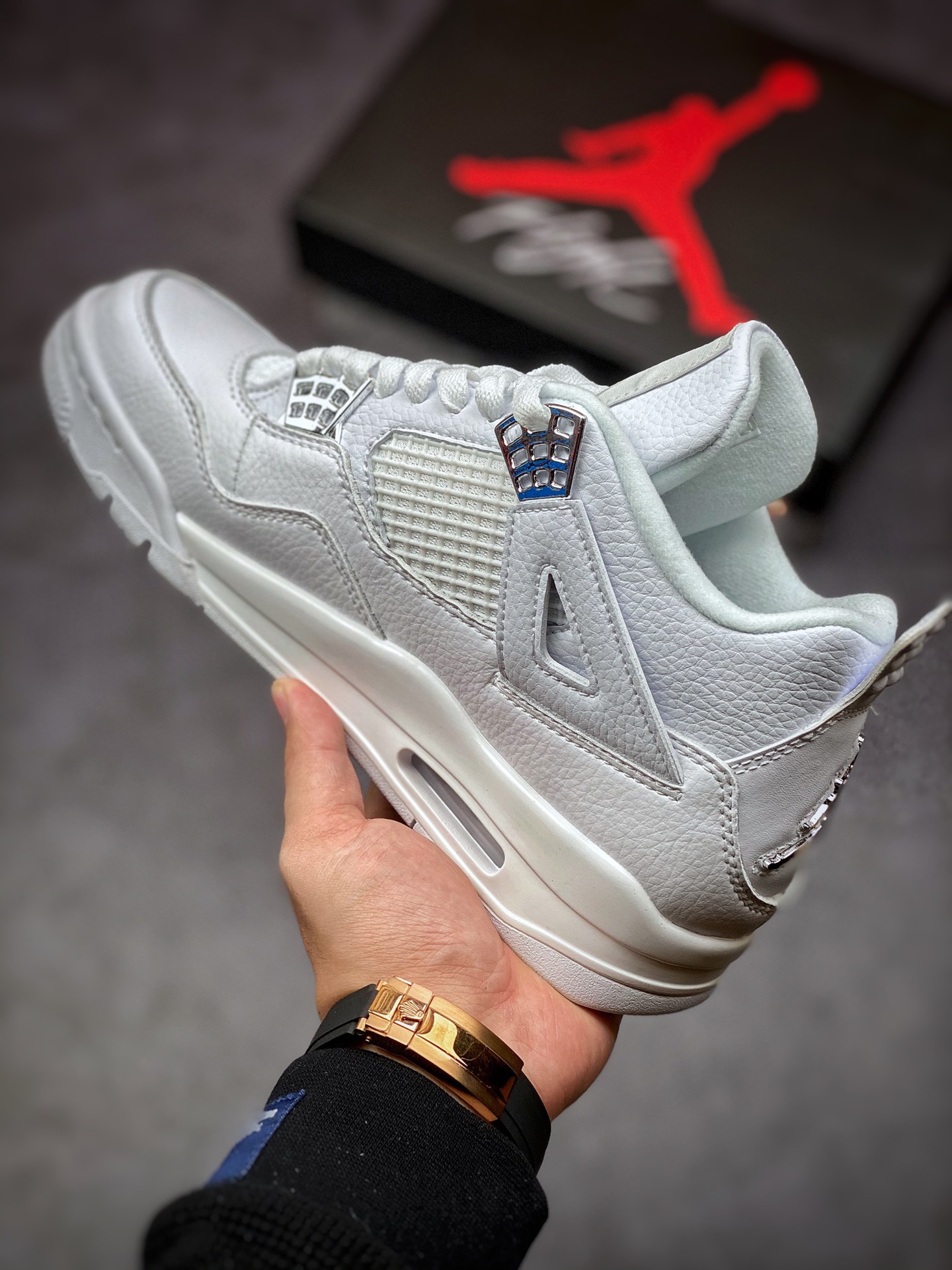 300 Air Jordan 4 Pure Money 银扣全白 原纸板开发 308497-100