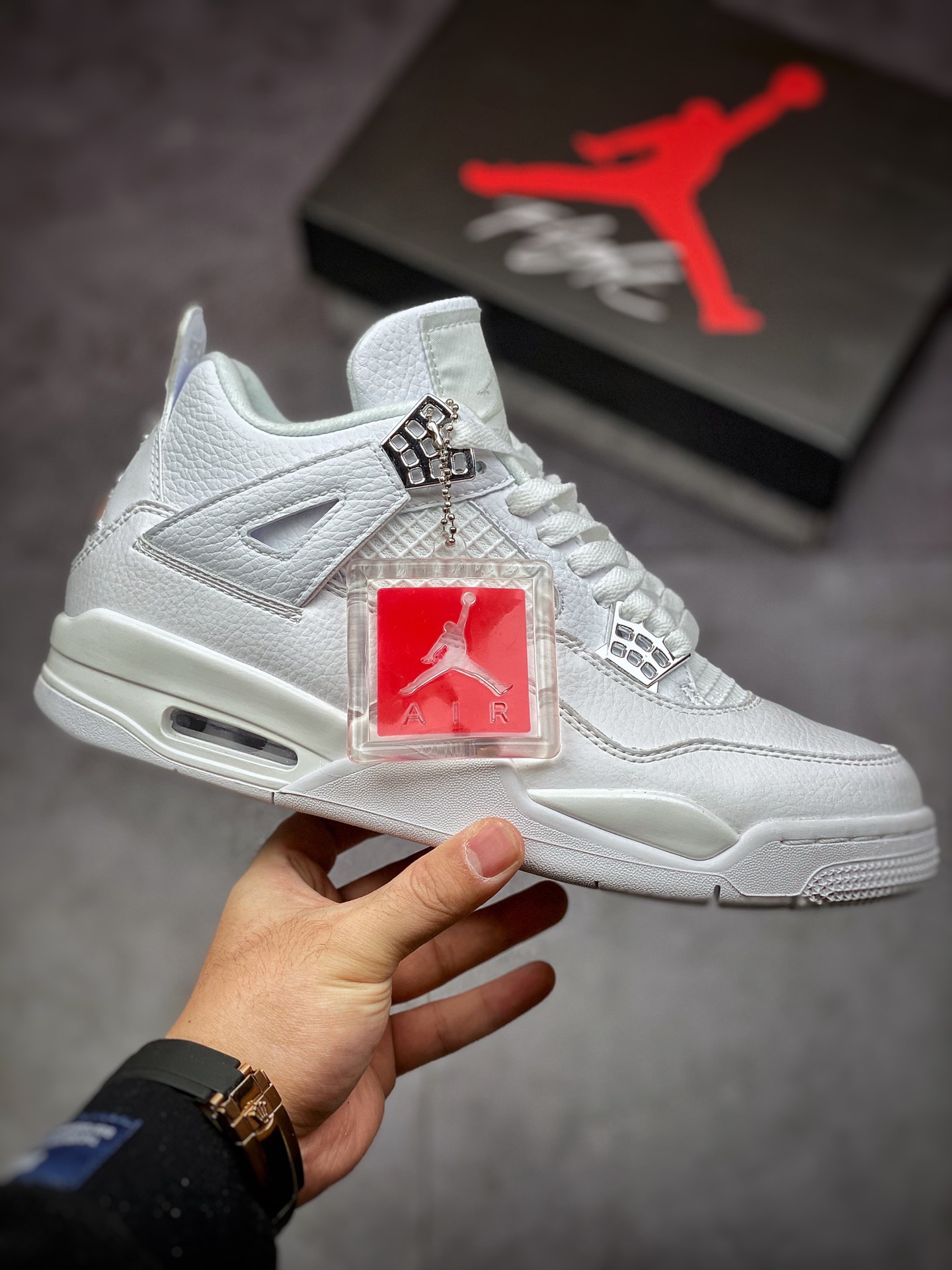 300 Air Jordan 4 Pure Money 银扣全白 原纸板开发 308497-100