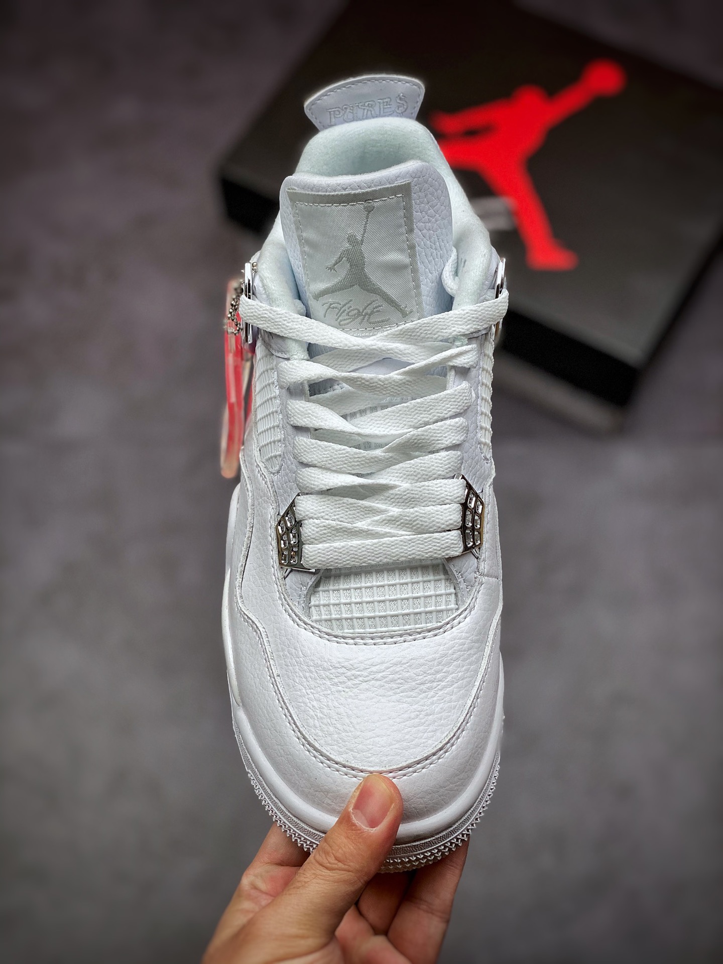 300 Air Jordan 4 Pure Money 银扣全白 原纸板开发 308497-100