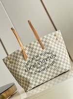 Louis Vuitton LV Neverfull Handbags Tote Bags White Yellow Damier Azur Fabric N41375
