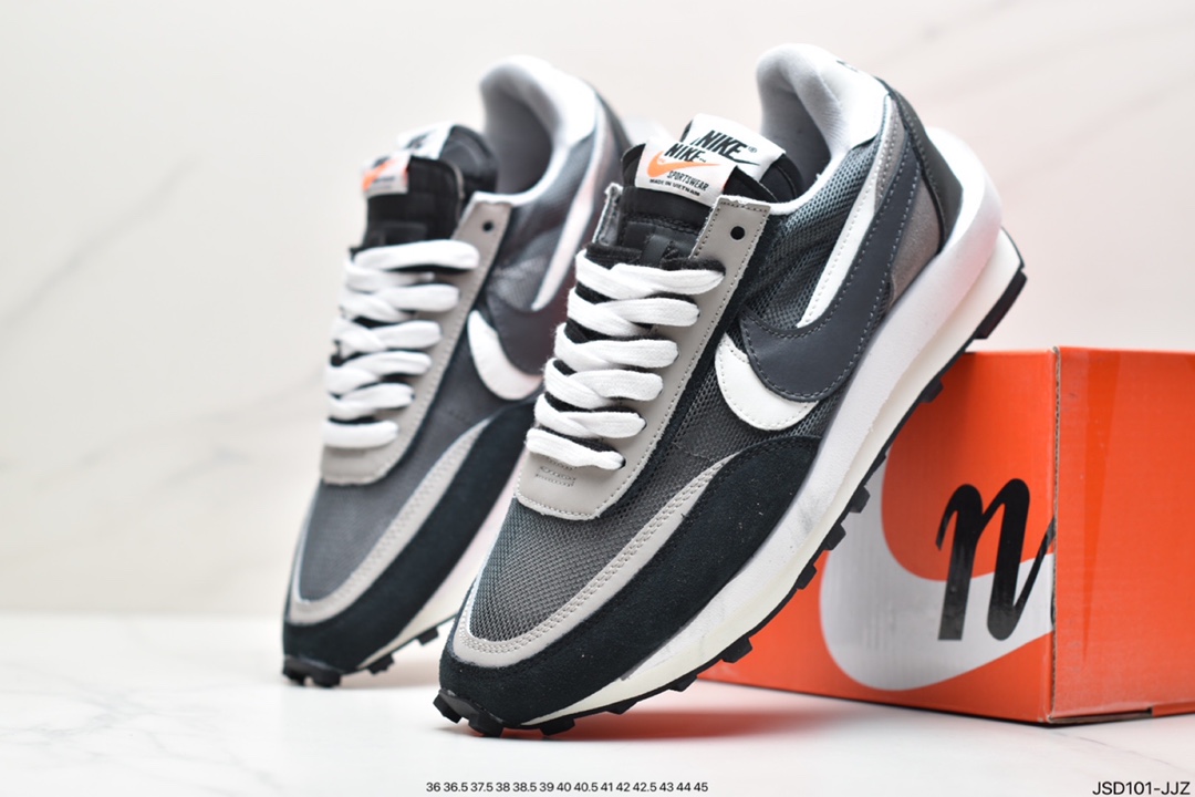 200 公司级日式解构美学SACAI联名 × NIKE LDV Waffle重叠设计前卫华夫变形休闲慢跑鞋 BV0073-001