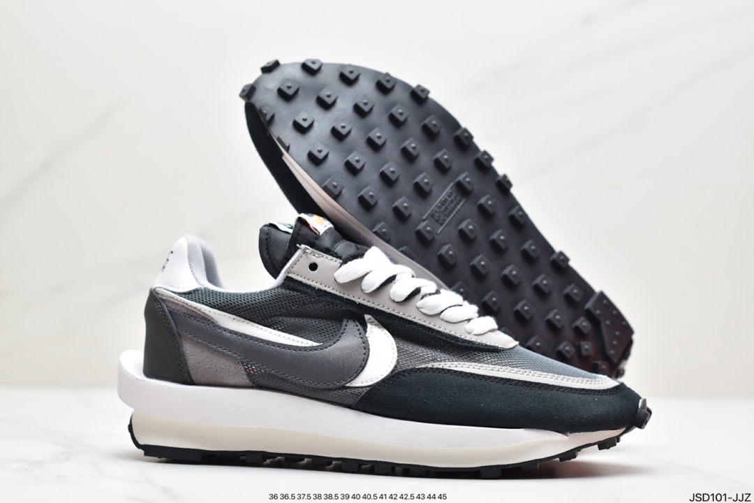 200 公司级日式解构美学SACAI联名 × NIKE LDV Waffle重叠设计前卫华夫变形休闲慢跑鞋 BV0073-001