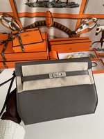 Sell Online Luxury Designer
 Hermes Kelly Handbags Clutches & Pouch Bags Crossbody & Shoulder Bags Grey Tin Gray Sewing Unisex Epsom