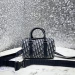 Dior Travel Bags Beige Black Printing Cowhide Oblique