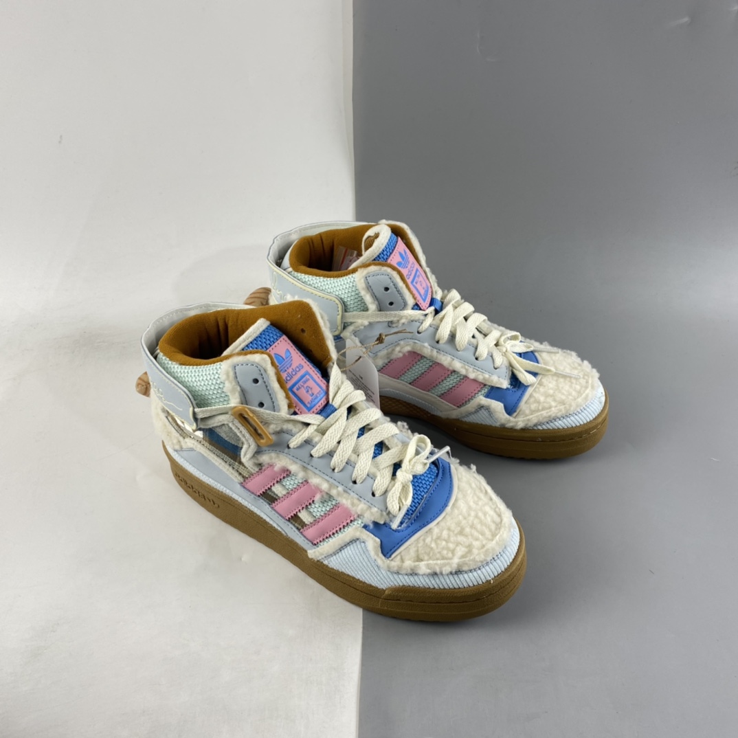 Melting Sadness x Adidas Forum 84 Mid ”Karoro” Blue Rabbit Corduroy Blue Patchwork GW8921