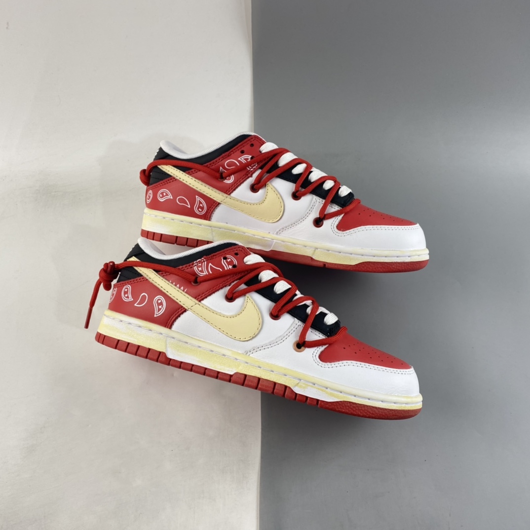 P380 NBA x NIKE Dunk Low “University Red”低帮 解构滑板鞋 DD1391-600