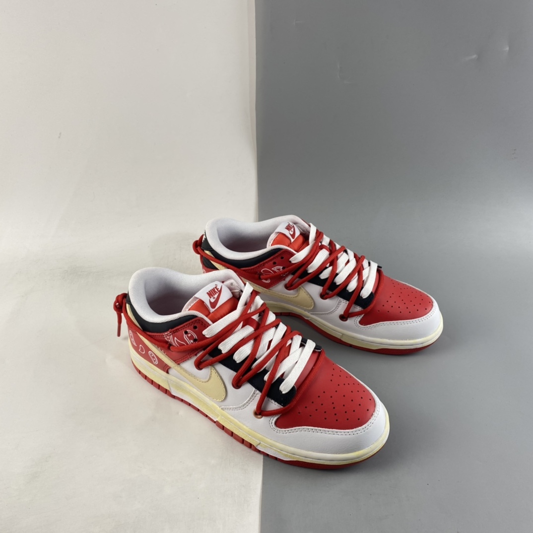 P380 NBA x NIKE Dunk Low “University Red”低帮 解构滑板鞋 DD1391-600