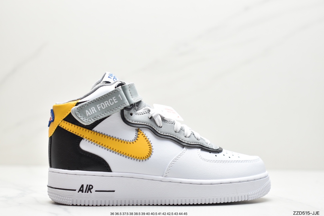 250 公司级耐克Nike Air Force 1 MID 中邦白黄原楦头原纸板 DH7451-101