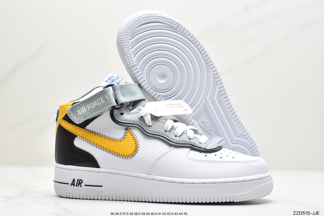 250 公司级耐克Nike Air Force 1 MID 中邦白黄原楦头原纸板 DH7451-101