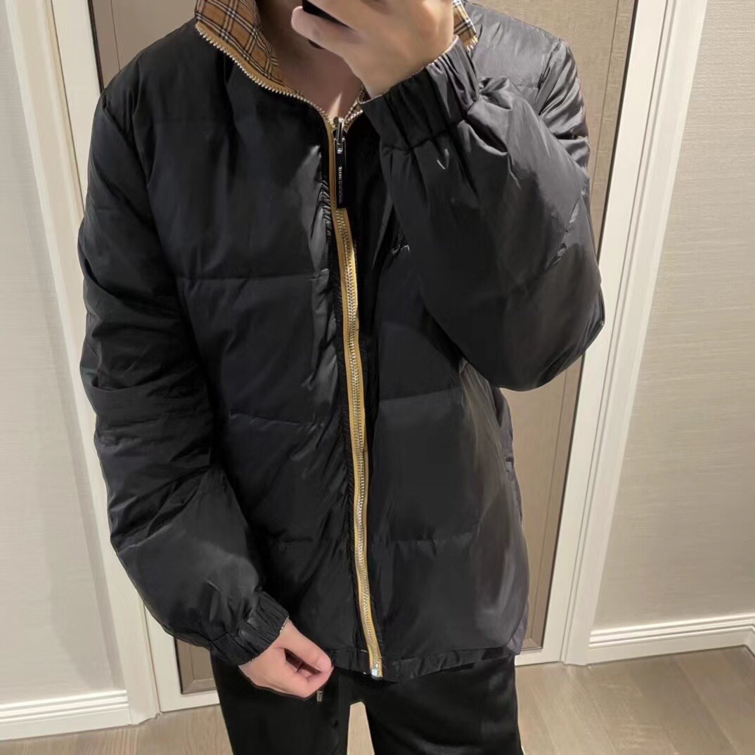 羽绒服-。 BBR细格双面穿立领羽绒服外套!高端双面羽绒,搭配Vintage格纹配色!格子面全衣定位对格