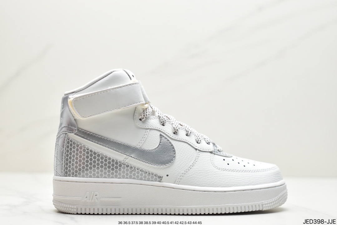 150 公司级耐克Nike Air Force 1 High’07 LV8 3M反光银白 空军一号休闲板鞋CU4159-100