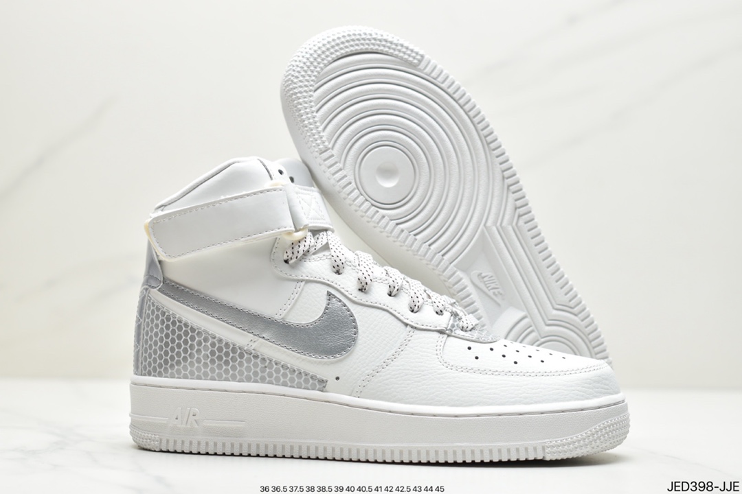 150 公司级耐克Nike Air Force 1 High’07 LV8 3M反光银白 空军一号休闲板鞋CU4159-100