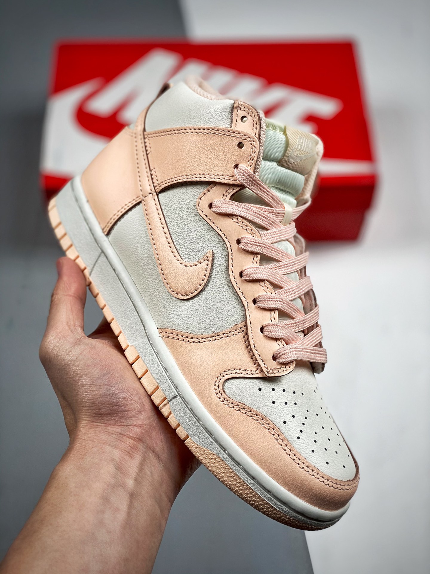 NK Dunk SB High "Crimson Tint" Rosa claro Cuero de primera capa importado Pura original de gran fábrica Recomendado enc…
