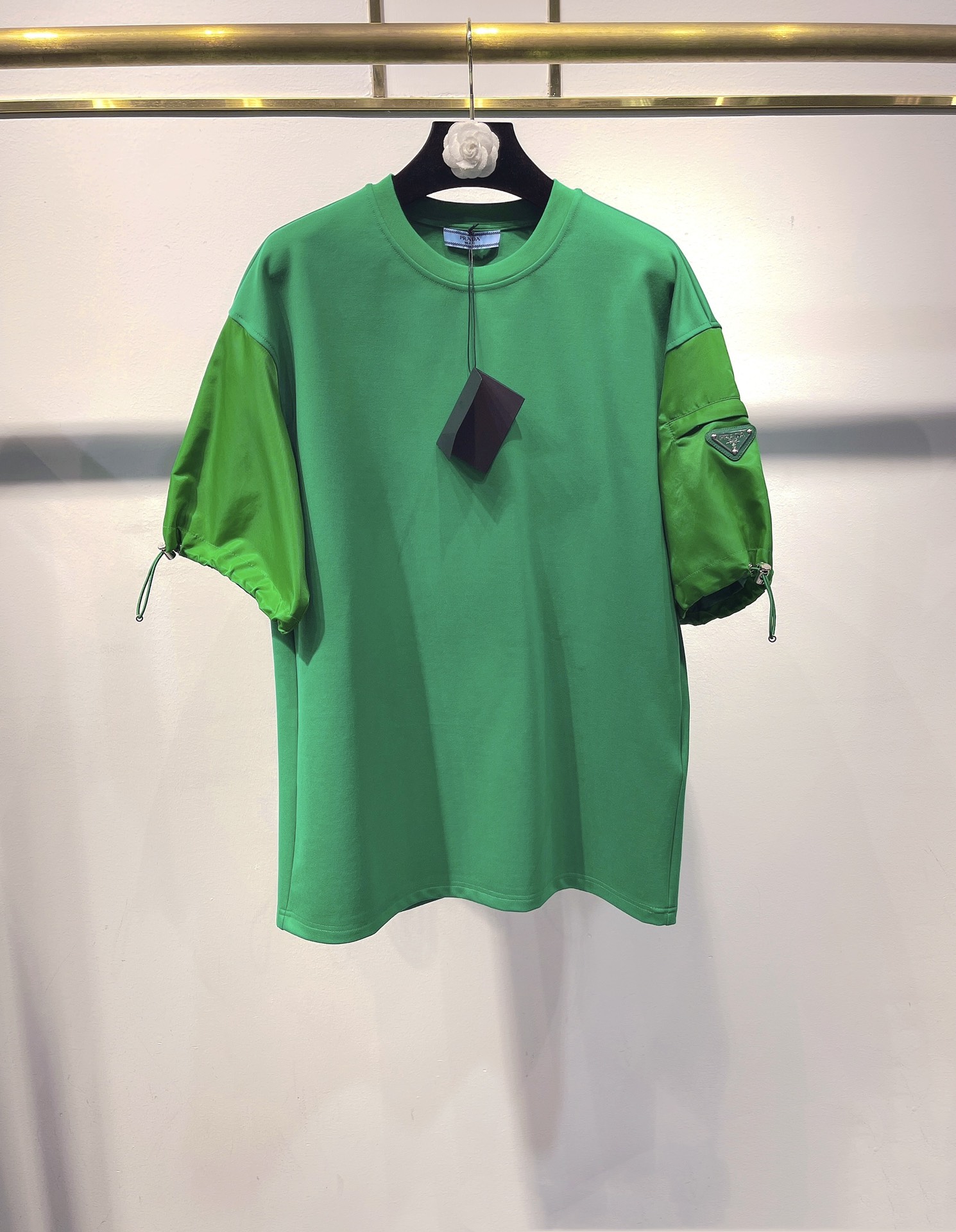 Prada Vêtements T-Shirt Vert épissure Unisexe Collection printemps – été T811200