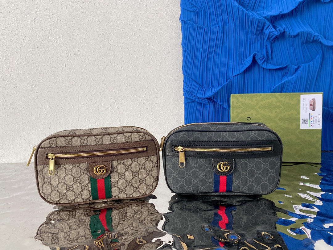 Gucci 古奇   OGG 腰包 胸包 男女通用斜挎包 采用精湛镶嵌细工，经典百搭 实物拍摄 原厂原版面料 574796 配送小票防尘袋 礼盒 14 x 24 cm。