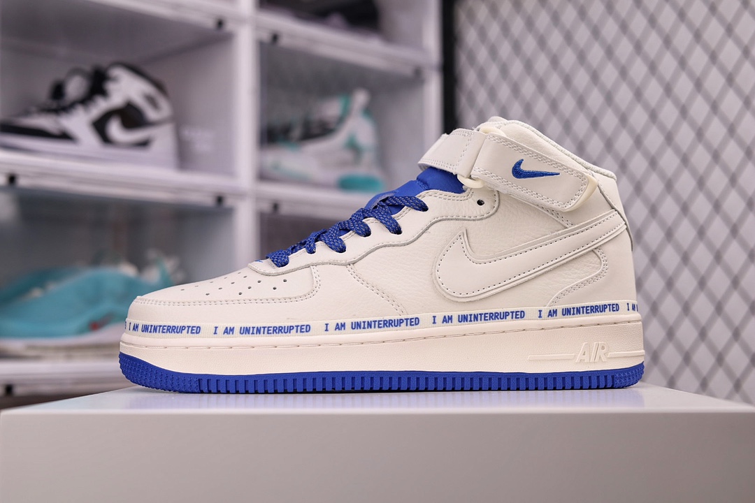 H5 Uninterrupted x Nk Air Forece 11’07 Mid “MORE THAN” 米宝蓝签名涂鸦 空军一号中帮满天星3M反光休闲板鞋