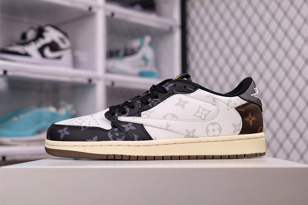 G5 公司级 Travis Scott x Fragment x Air Jordan 1 Low 乔一倒勾低帮 LV老花联名