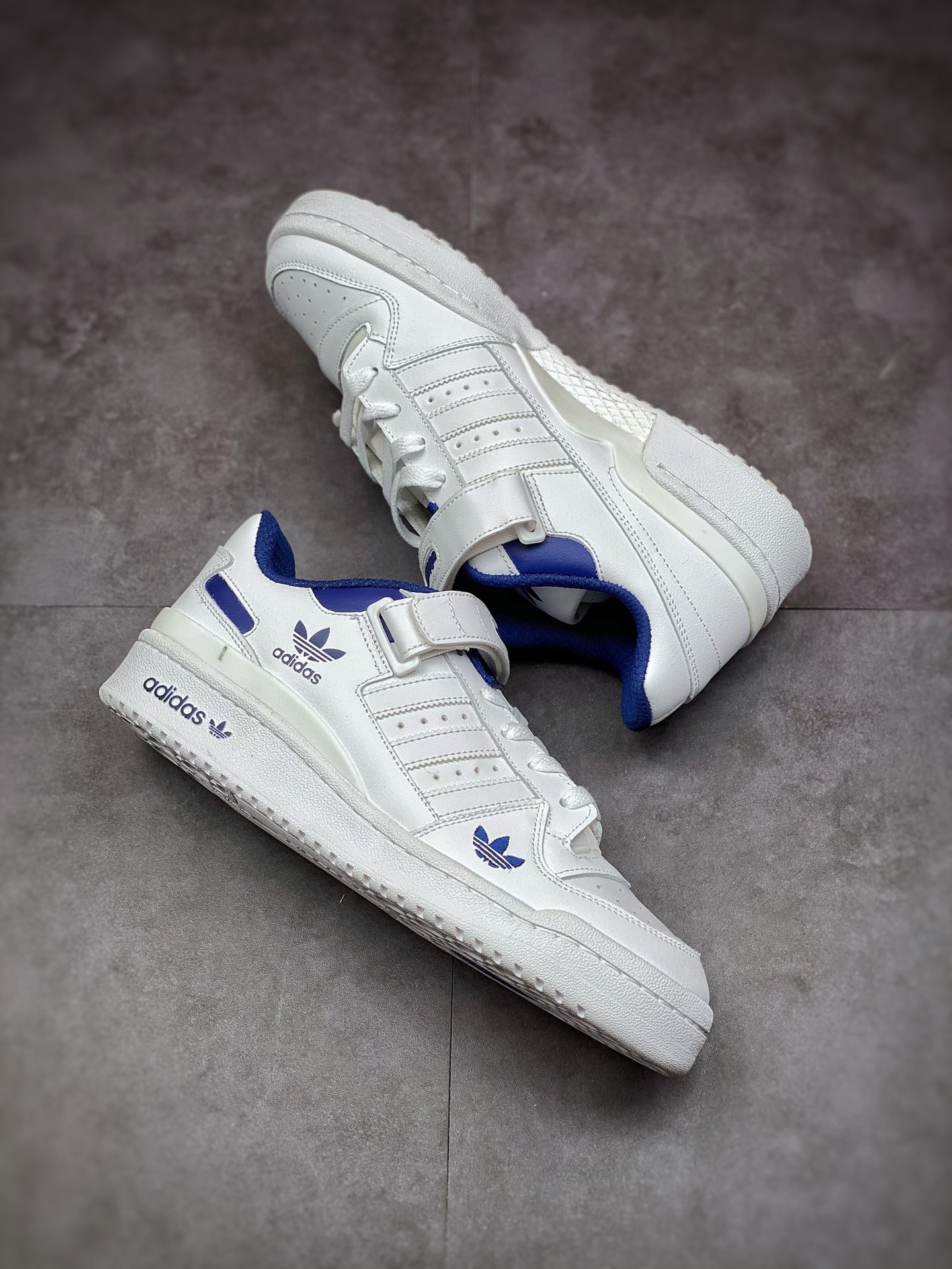 Adidas Originals Forum Low white and blue classic Velcro retro board shoes men and women trend top layer leather casual shoes HO1673