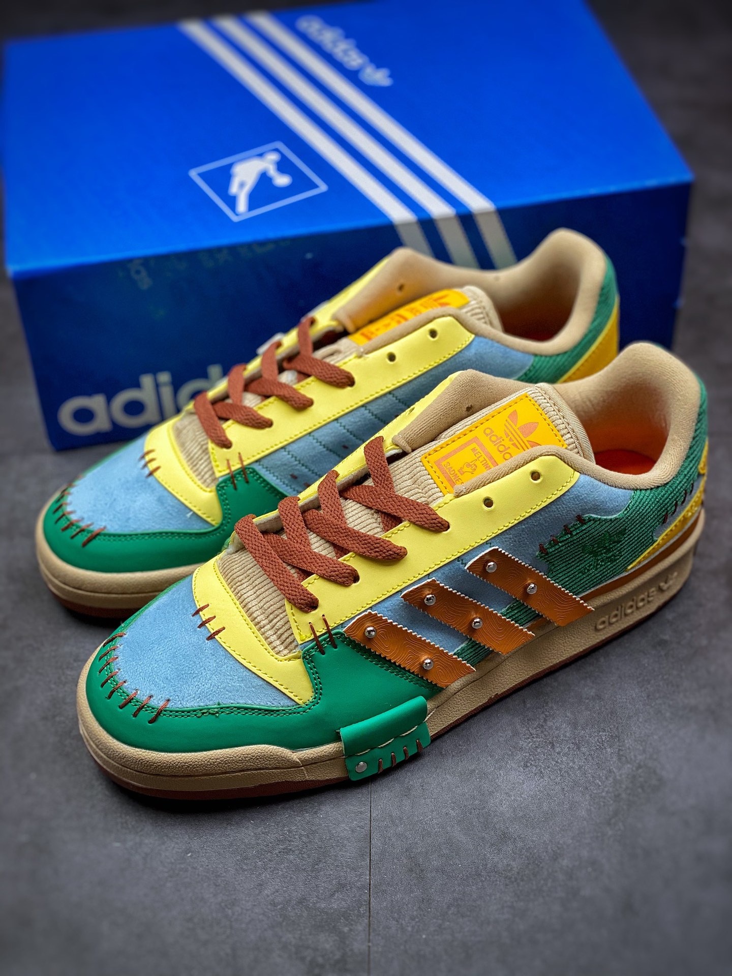 Original Adidas Originals Forum Low Joint Yellow Blue Green GW8725