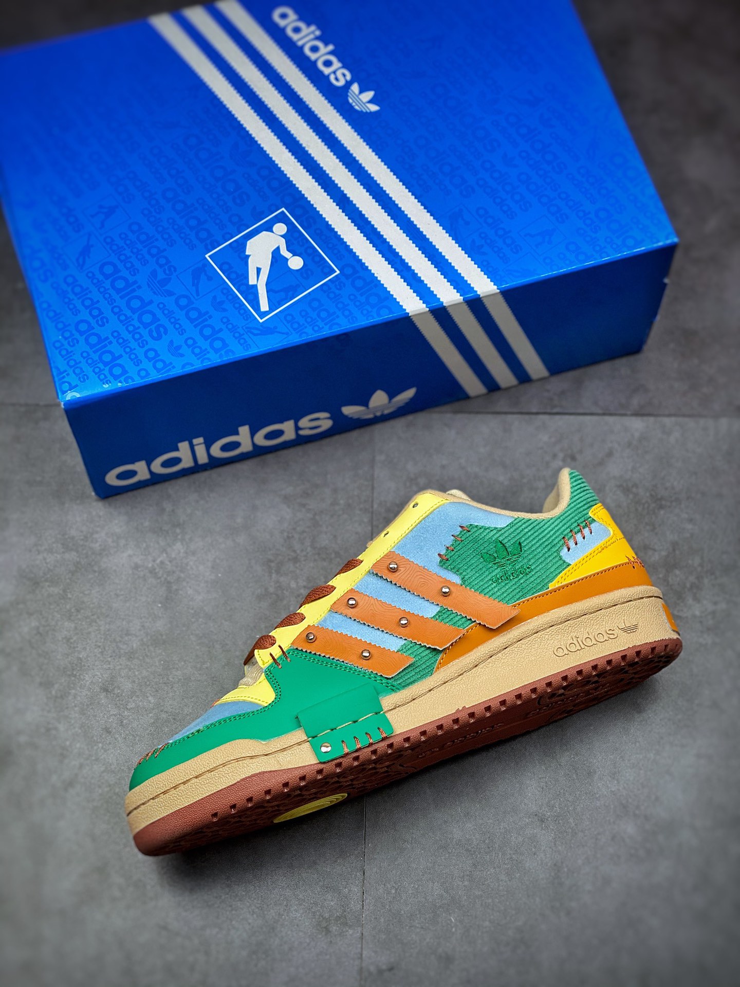 Original Adidas Originals Forum Low Joint Yellow Blue Green GW8725