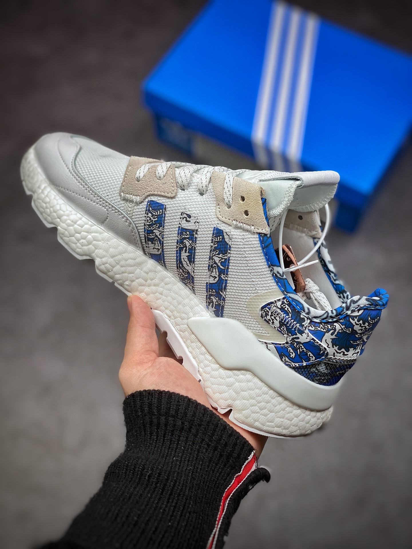 GET Edition Adidas Nite Jogger 2019 Boost Clover Joint Nightcrawler Bright Blue Pattern FW6692