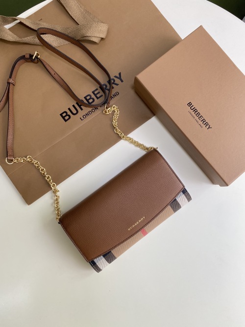 Burberry House Check Leather Wallet with Chain Strap - Versatile Elegance 1 Burberry House Check Leather Wallet with Chain Strap - Versatile Elegance