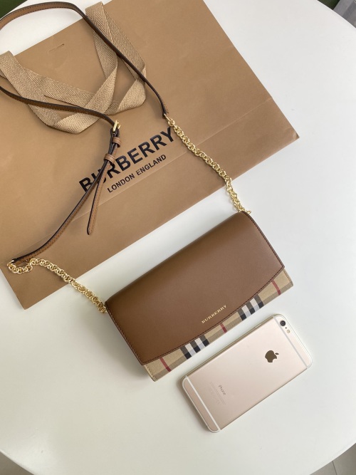 Burberry House Check Leather Wallet with Chain Strap 1 Burberry House Check Leather Wallet with Chain Strap