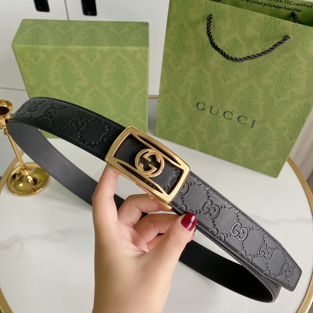 I0 Gucci男士自动腰带- 宽度35MM 精品钢扣 精工打造 新品首发 质感好 可以裁剪