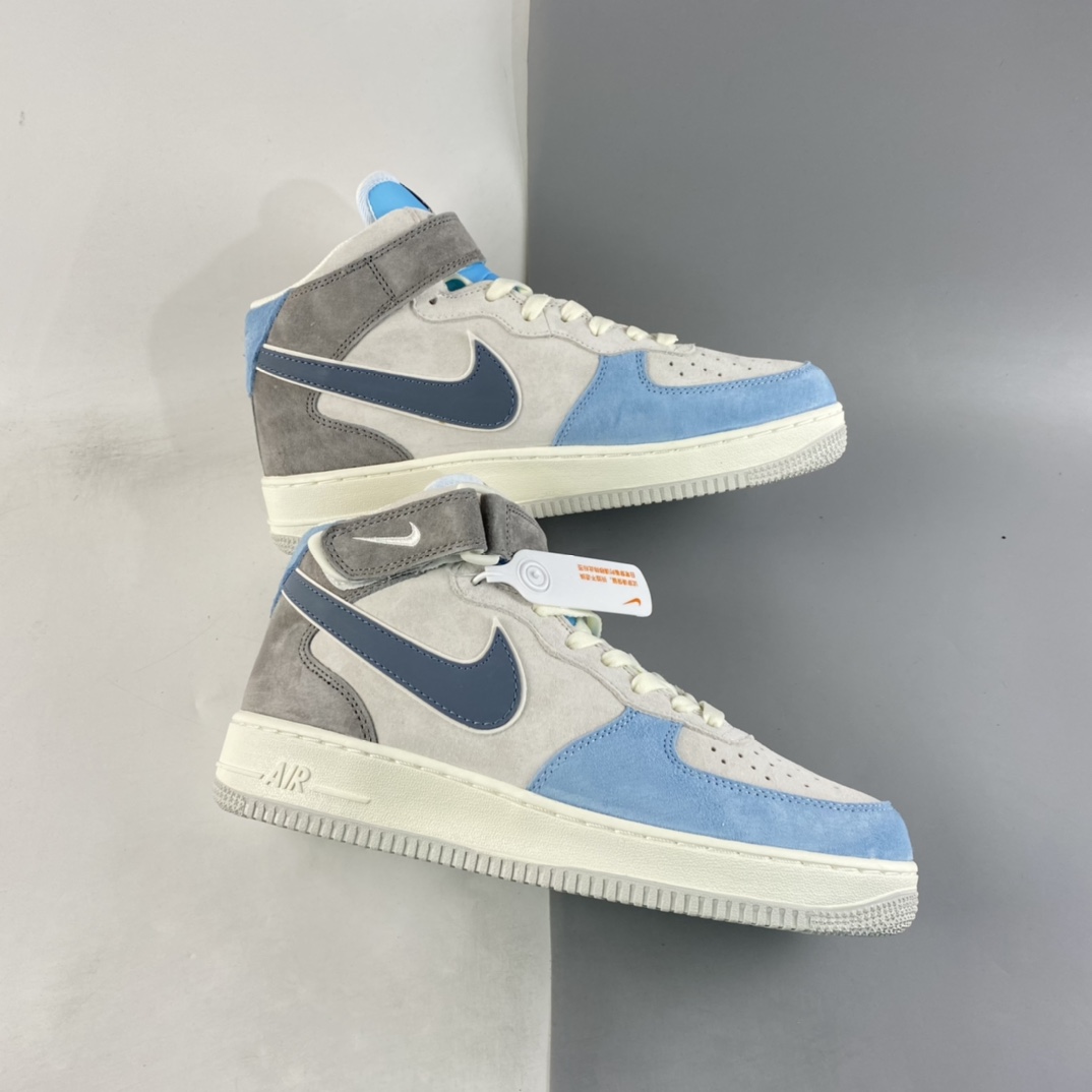 P260 NIKE Air Force 1’07 Mid 浅灰蓝配色 空军一号麂皮中帮休闲板鞋 AL6896-559