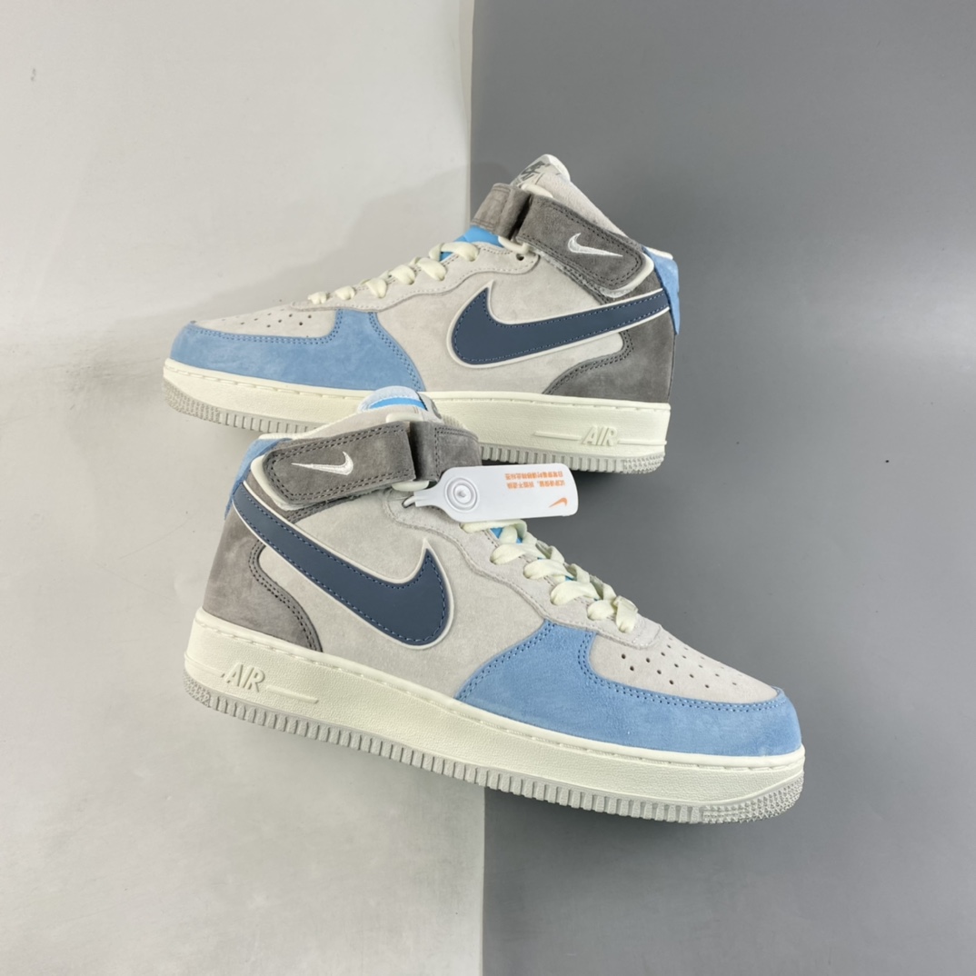 P260 NIKE Air Force 1’07 Mid 浅灰蓝配色 空军一号麂皮中帮休闲板鞋 AL6896-559