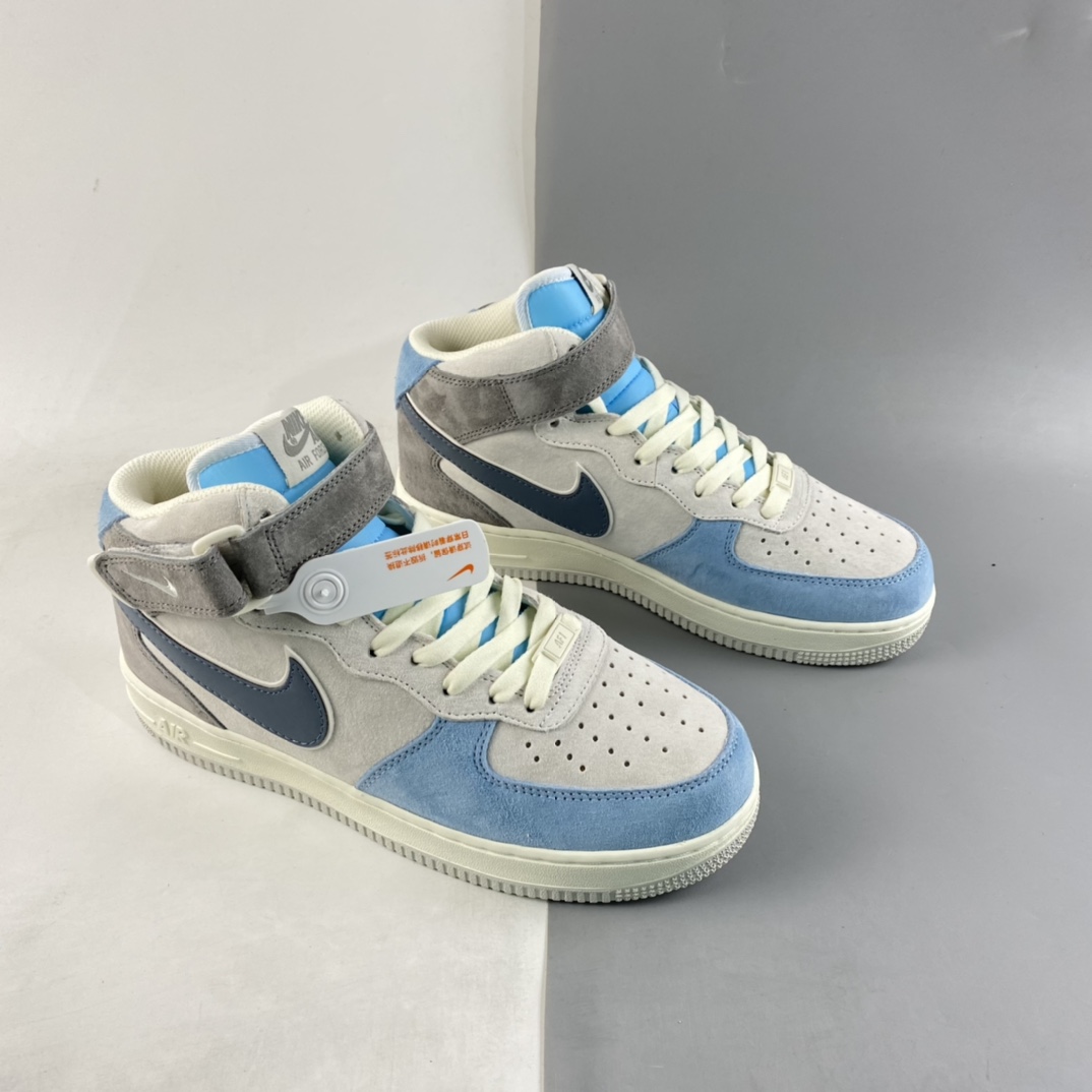 P260 NIKE Air Force 1’07 Mid 浅灰蓝配色 空军一号麂皮中帮休闲板鞋 AL6896-559