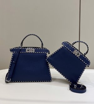 Fendi Peekaboo Bags Handbags Blue Calfskin Cowhide