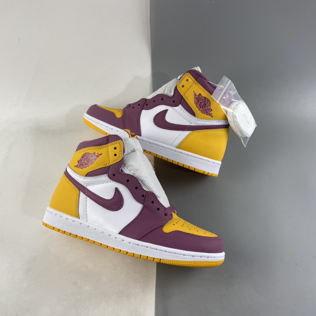 P420 Air Jordan 1 ”Sail University Red” AJ1 乔1白紫金兄弟会 高帮篮球鞋 555088-706