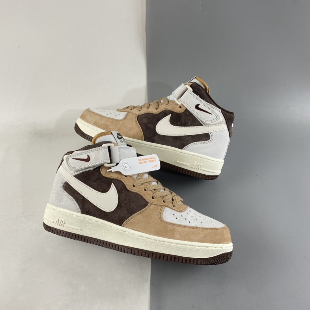 P260 NIKE Air Force 1’07 Mid 咖啡豆配色 空军一号麂皮中帮休闲板鞋 AL6896-556
