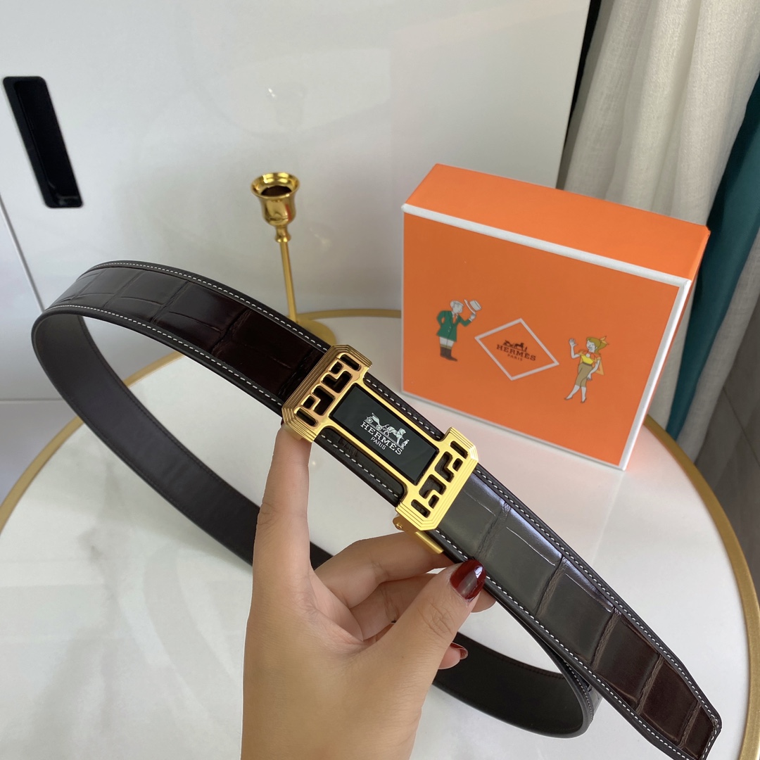 I5 爱马仕男士自动腰带- 宽度35MM 精品钢扣 精工打造 新品首发 质感好 可以裁剪