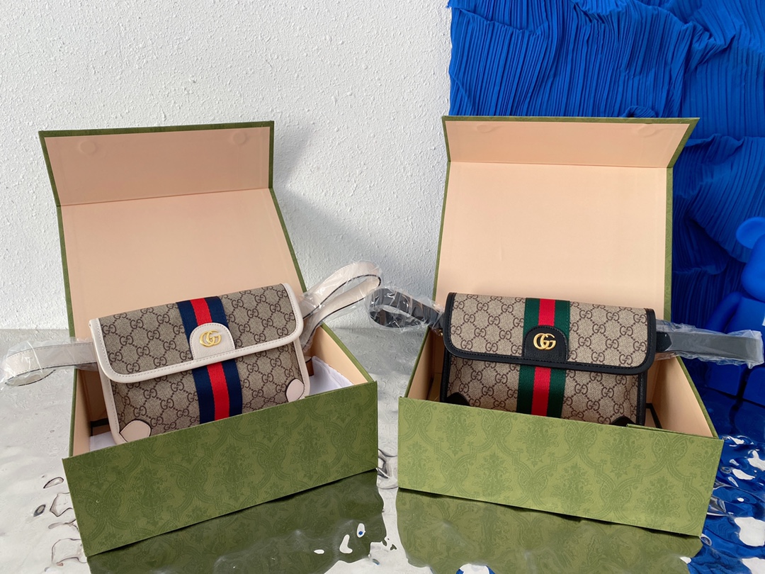 Gucci 古奇   OGG 腰包 胸包男女通用斜挎包 采用精湛镶嵌细工，经典百搭 实物拍摄 原厂原版面料 674081 配送小票防尘袋 折叠礼盒 24 x 17 cm。