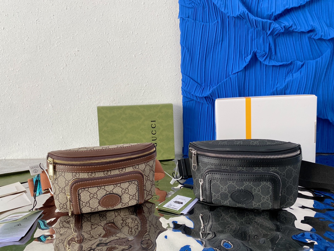 Gucci 古奇   GG Retro系列腰包 胸包 男女通用斜挎包 采用精湛镶嵌细工，经典百搭 实物拍摄 原厂原版面料 682933 配送小票防尘袋 飞机折叠盒 22 x 13 cm。
