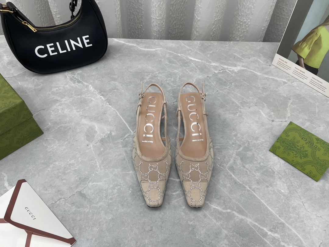 Newest GuCC*I2022ss Net Drills Sandals: Stylish Italian Bottom, Custom Sheep Skin, Various Colors - 图片 1