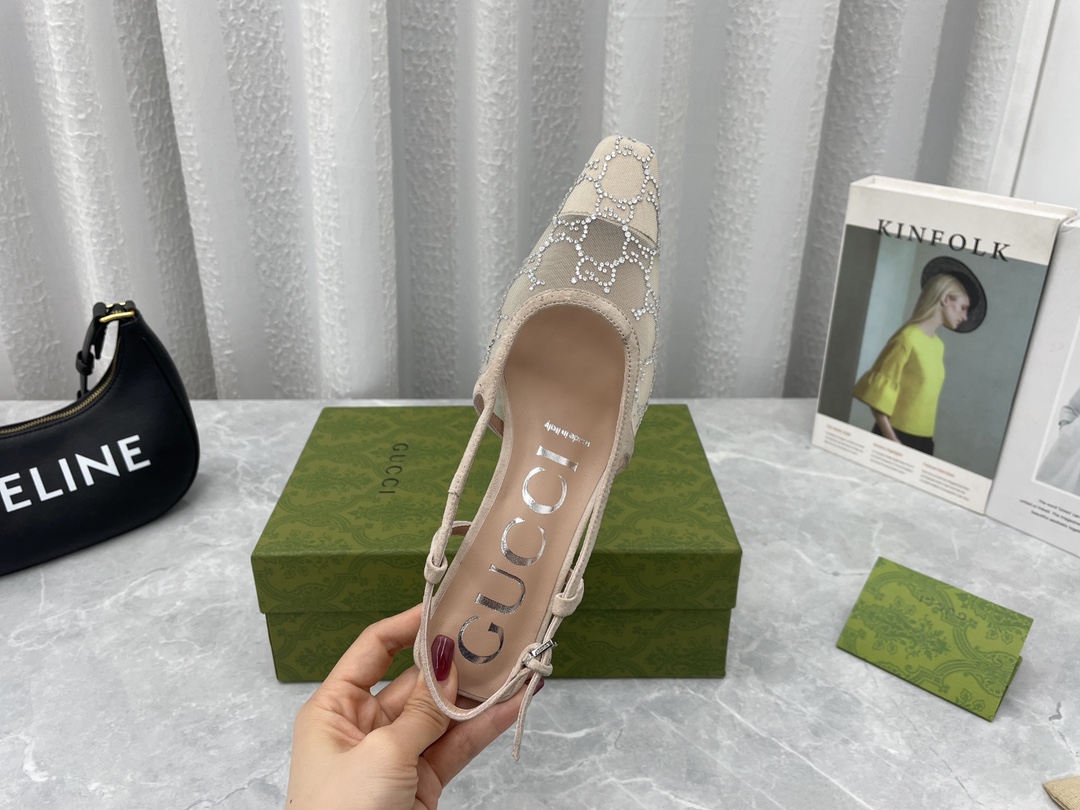 Newest GuCC*I2022ss Net Drills Sandals: Stylish Italian Bottom, Custom Sheep Skin, Various Colors - 图片 6