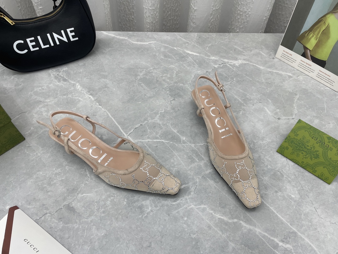 Newest GuCC*I2022ss Net Drills Sandals: Stylish Italian Bottom, Custom Sheep Skin, Various Colors - 图片 2